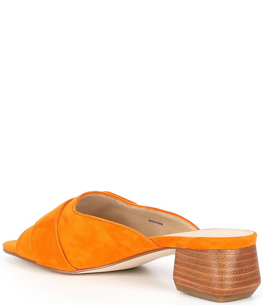 Pelle Moda Tala Suede Buckle Block Heel Mules