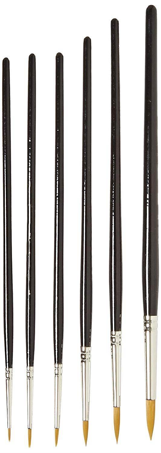 Sax True Flow Pointed Watercolor Paint Brushes, Round, Assorted Size, Set of 6