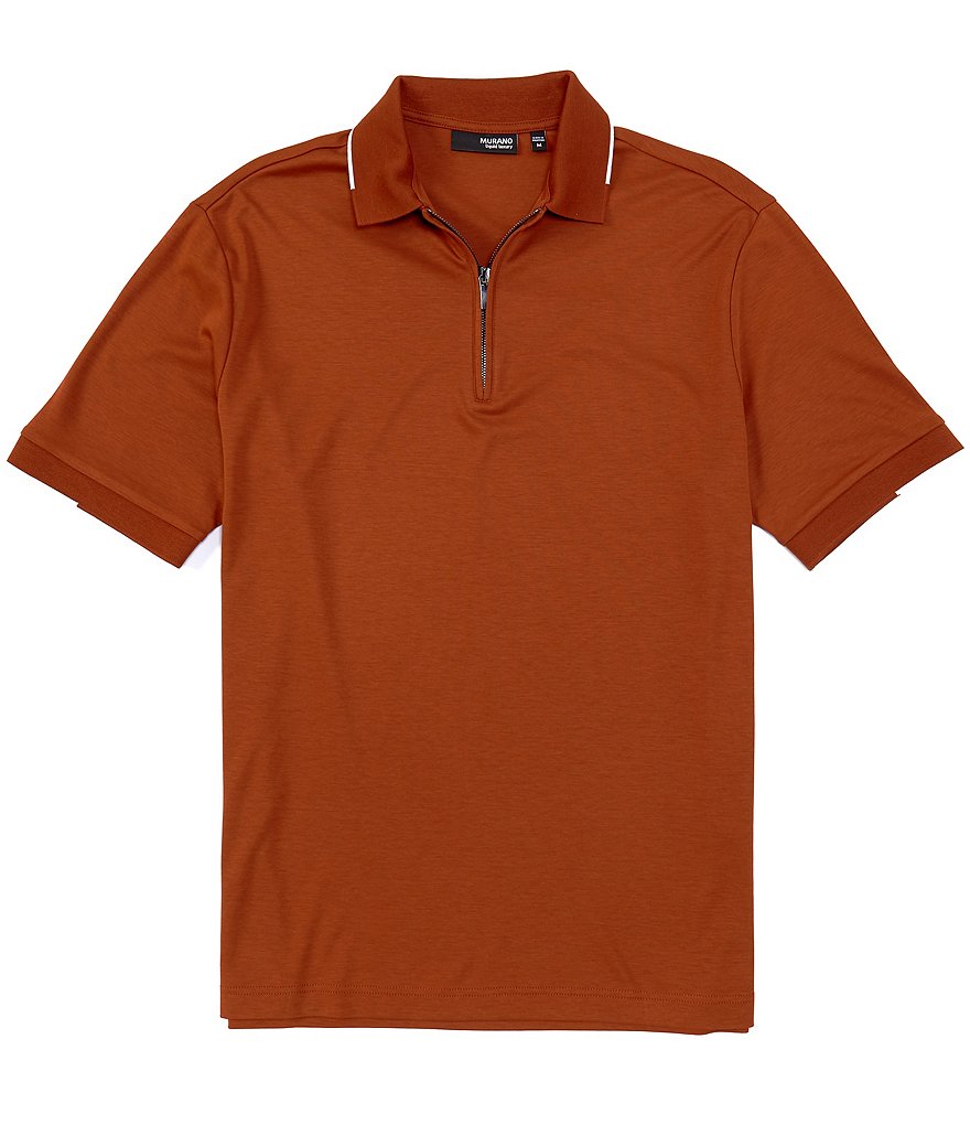 Murano Big & Tall Liquid Luxury Classic-Fit Tipped Solid Short-Sleeve Quarter-Zip Polo Shirt
