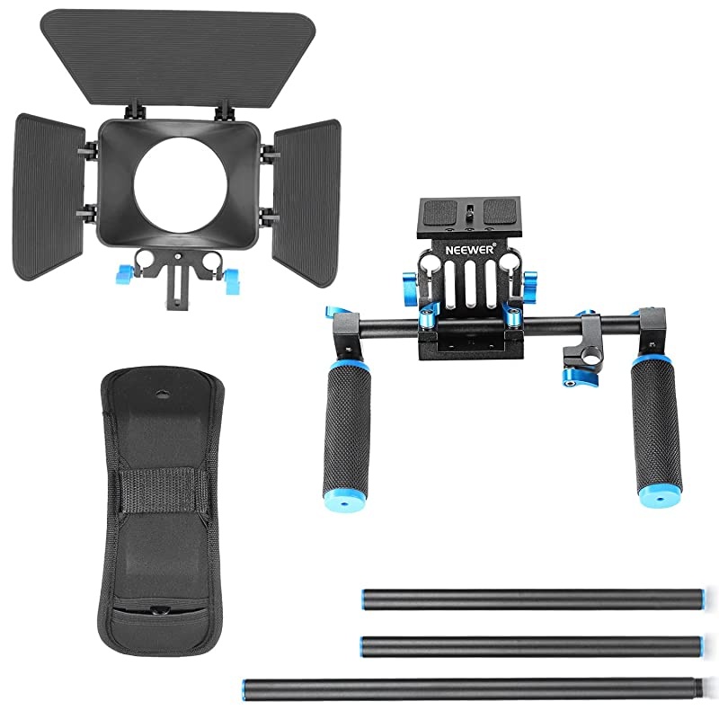 DSLR Movie Video Making Rig Set System Kit for Camcorder or DSLR Camera Such as Canon Nikon Sony Pentax Fujifilm Panasonic,Include:(1) Shoulder Mount+(1) 15mm Rail Rod System+(1) Matte Box