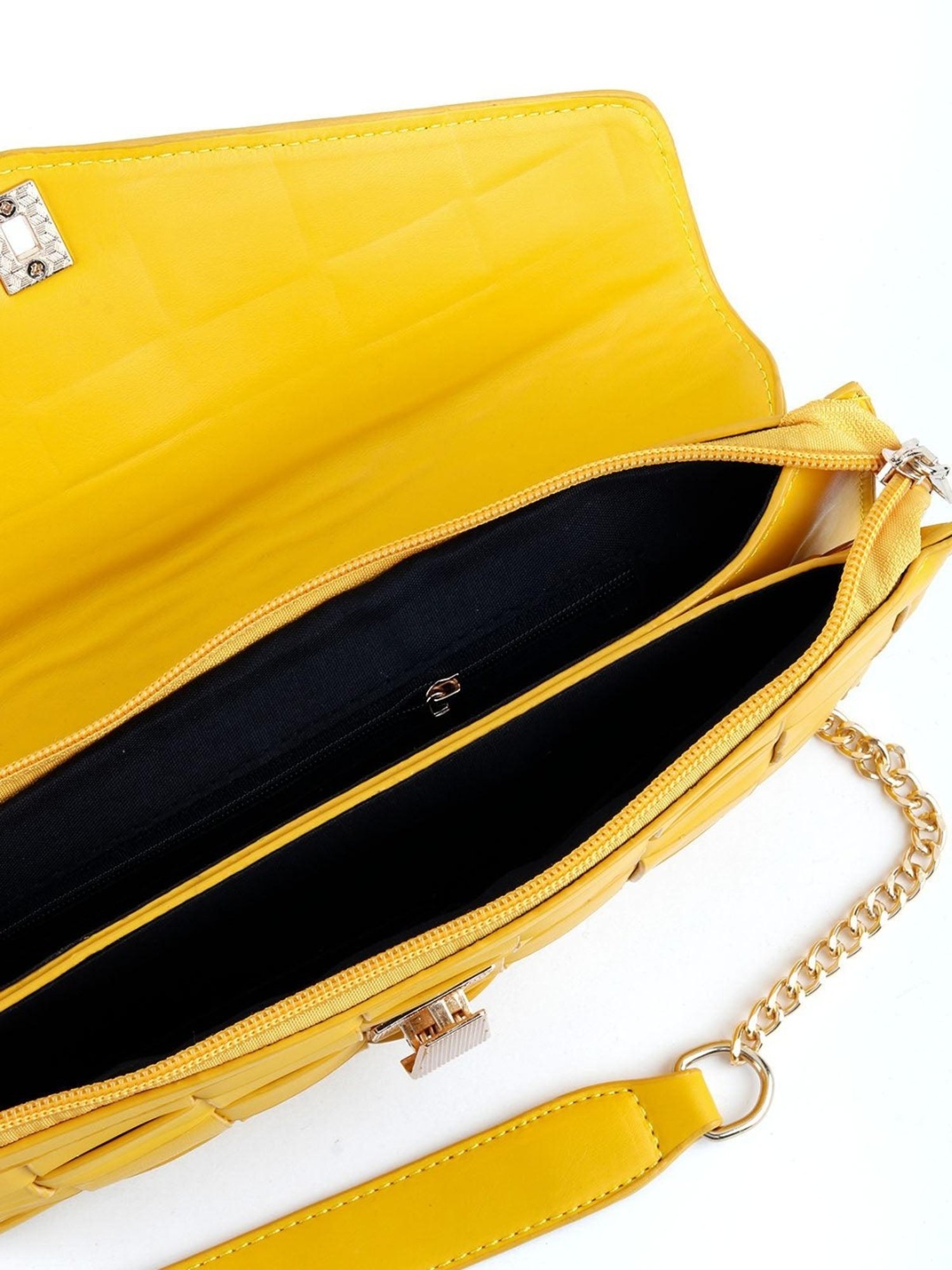 Odette Yellow Textured Sling Handbag