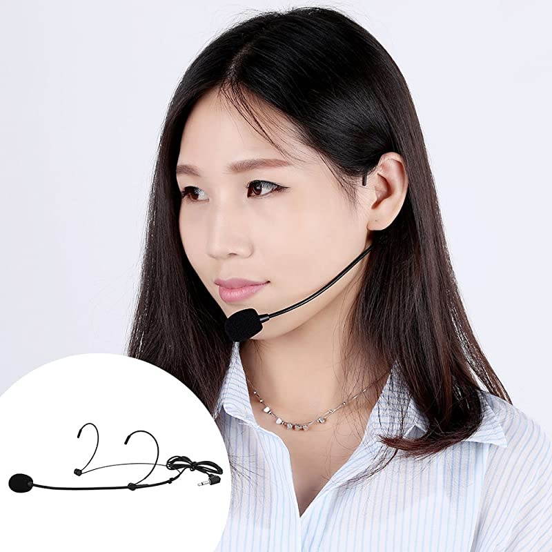 Uni-Directional Head-Mounted Headworn Headset Ear-Hook Microphone Mic Flexible Wired Boom for Voice Amplifier Amp Loudspeaker