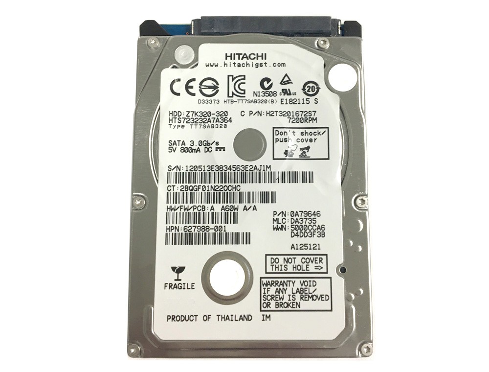 Hitachi Travelstar Z7K320 HTS723232A7A364 320GB 7200 RPM 16MB Cache SATA 3.0Gb/s 2.5" Internal Notebook Hard Drive - w/1 Year Warranty