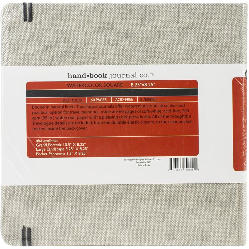 Hand Book Watercolor Journal 8.25"X8.25" 30 Sheets-Square - Natural Linen