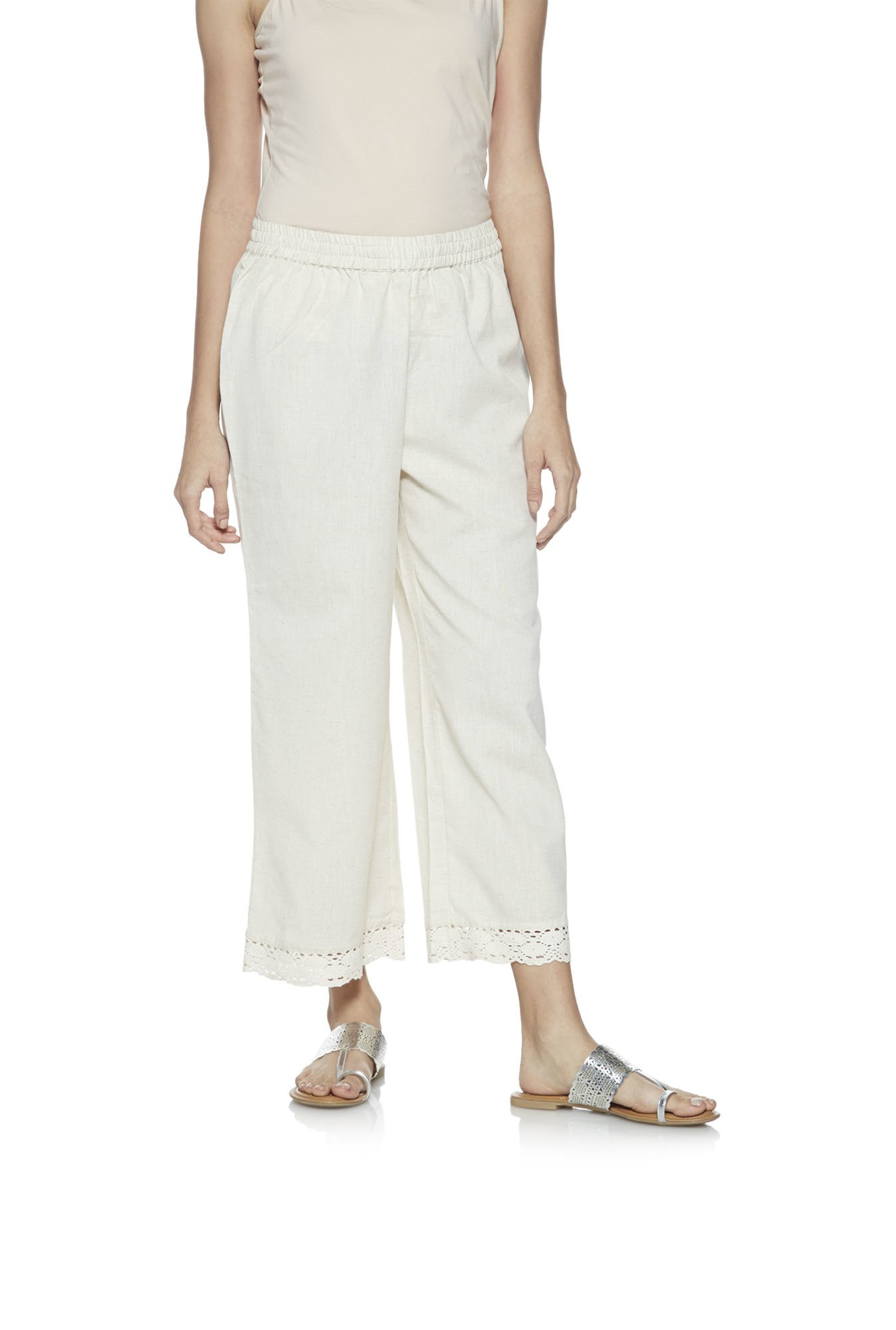 Utsa by Westside Off White Crochet Palazzos