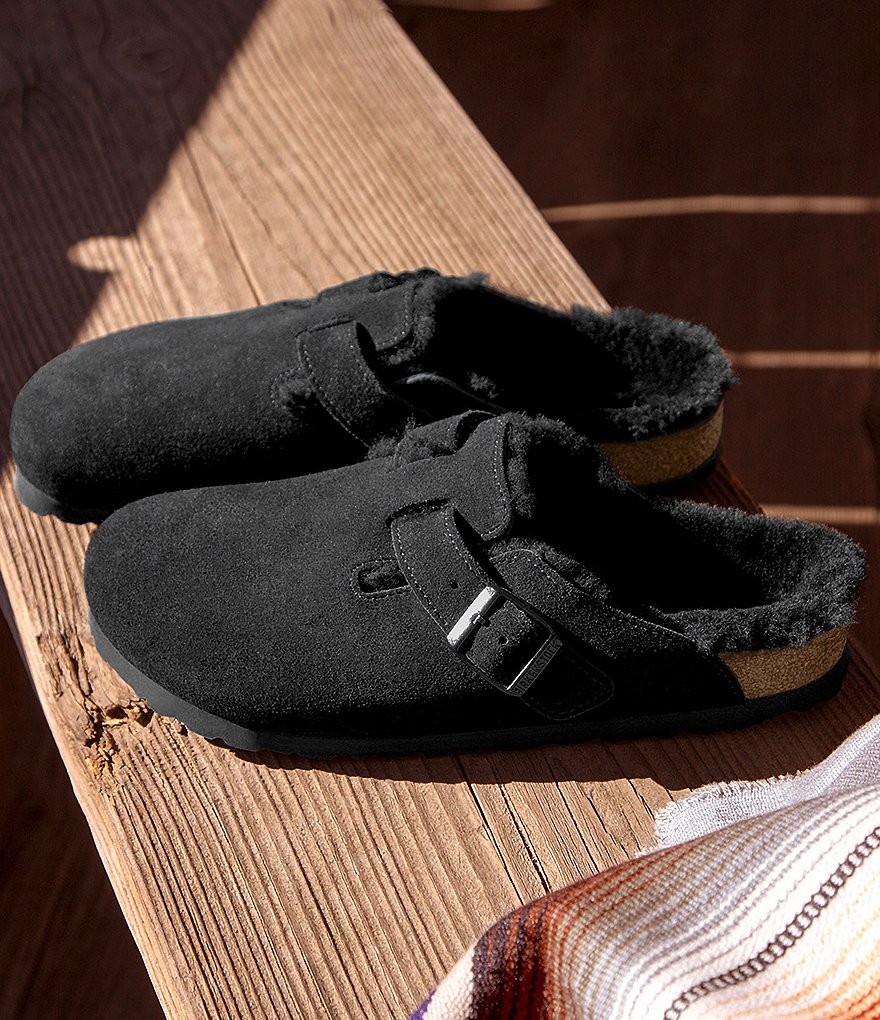 Birkenstock Women's Boston Suede Shearling-Lined Clogs