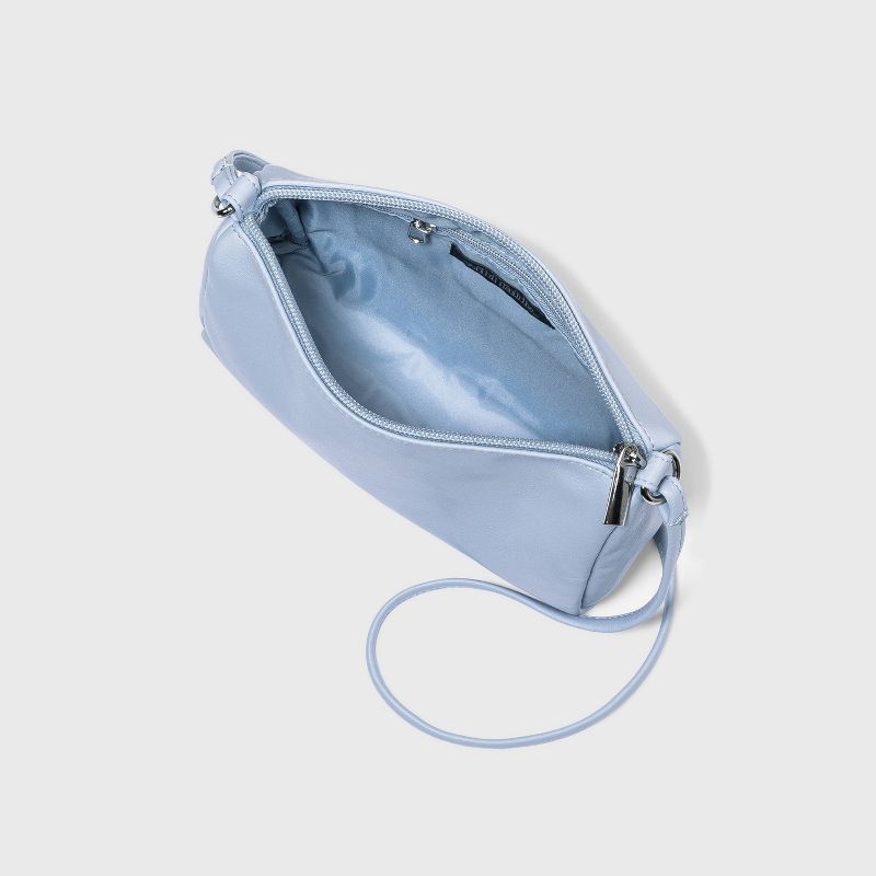 VR NYC Magnetic Strap Closure Mosaic Design Denim Laser Cut Crossbody Bag - Blue