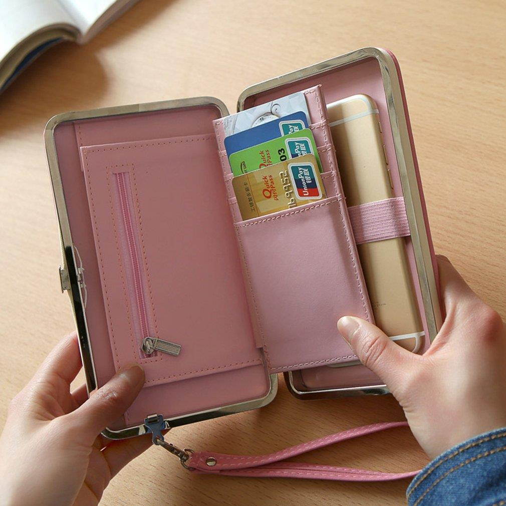 Korean Fashion Women Large Capacity PU Leather Wallet Phone Bag Case Long Style Female Phone Bag Suitable For iPhone For Samsung