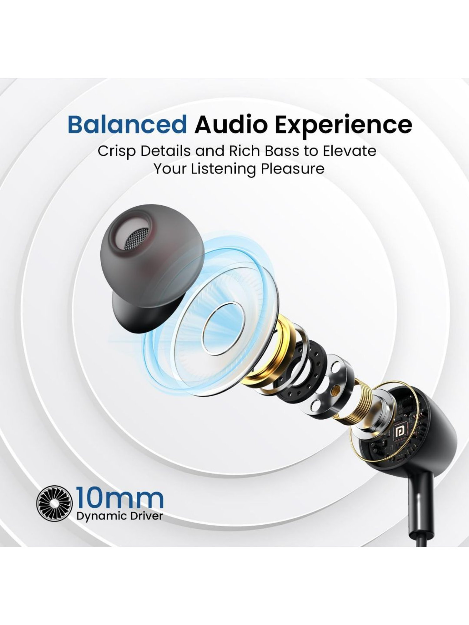 Portronics Harmonics Z10 In Ear Bluetooth Neckband with Mic, 35Hour Playtime,10mm Driver (Black)