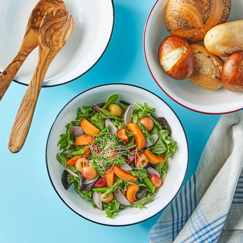 Corelle 64oz Glass Striped Serving Bowl Black