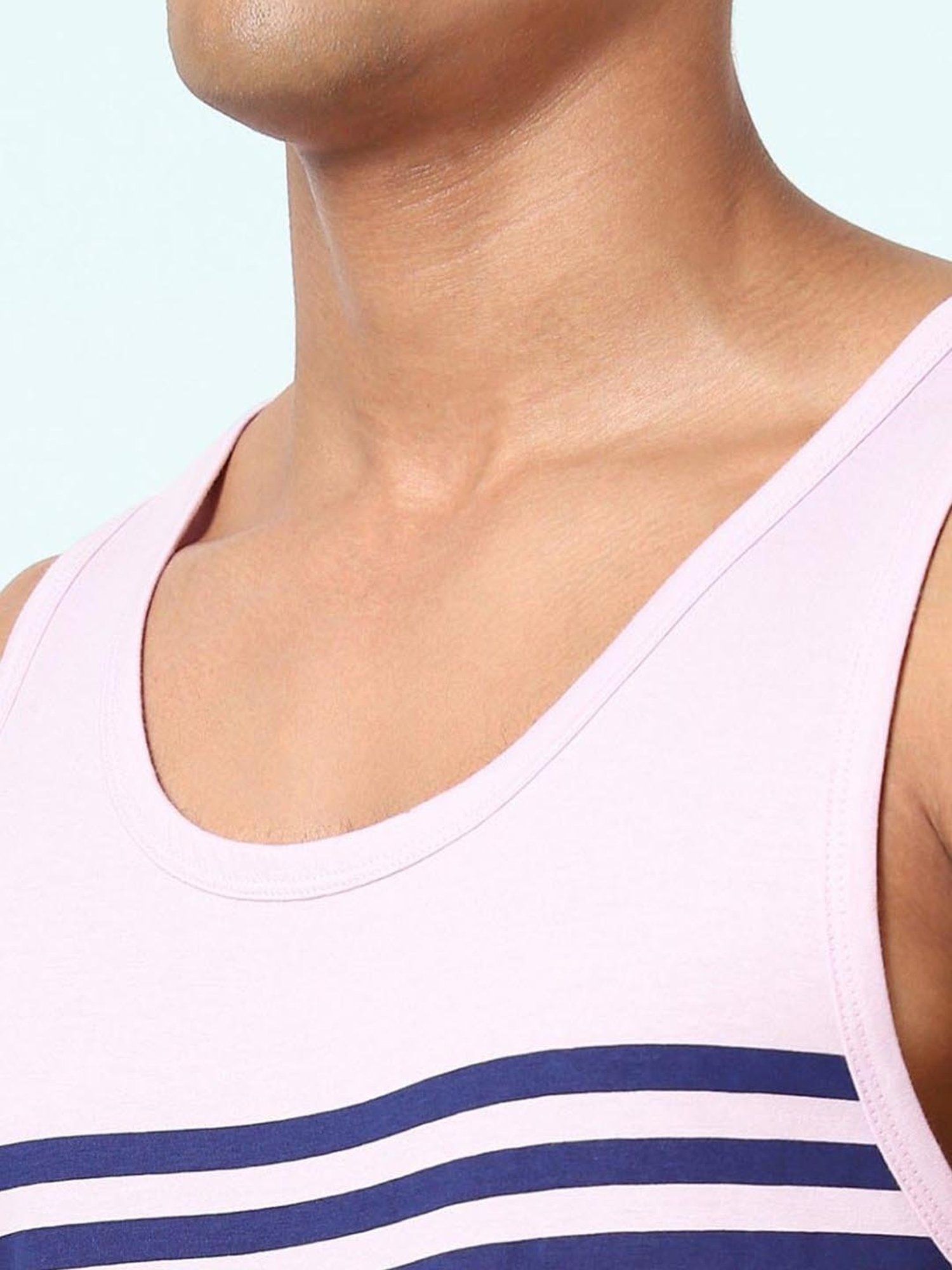 Ajile By Pantaloons Lavender Cotton Slim Fit Striped vest