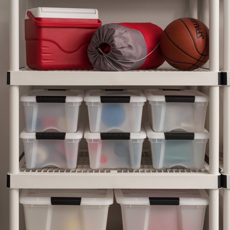 Homz 64 Quart Secured Seal Latch Extra Large Single Clear Stackable Storage Container Tote with Blue Lid for Home, Garage, or Basement (2 Pack)