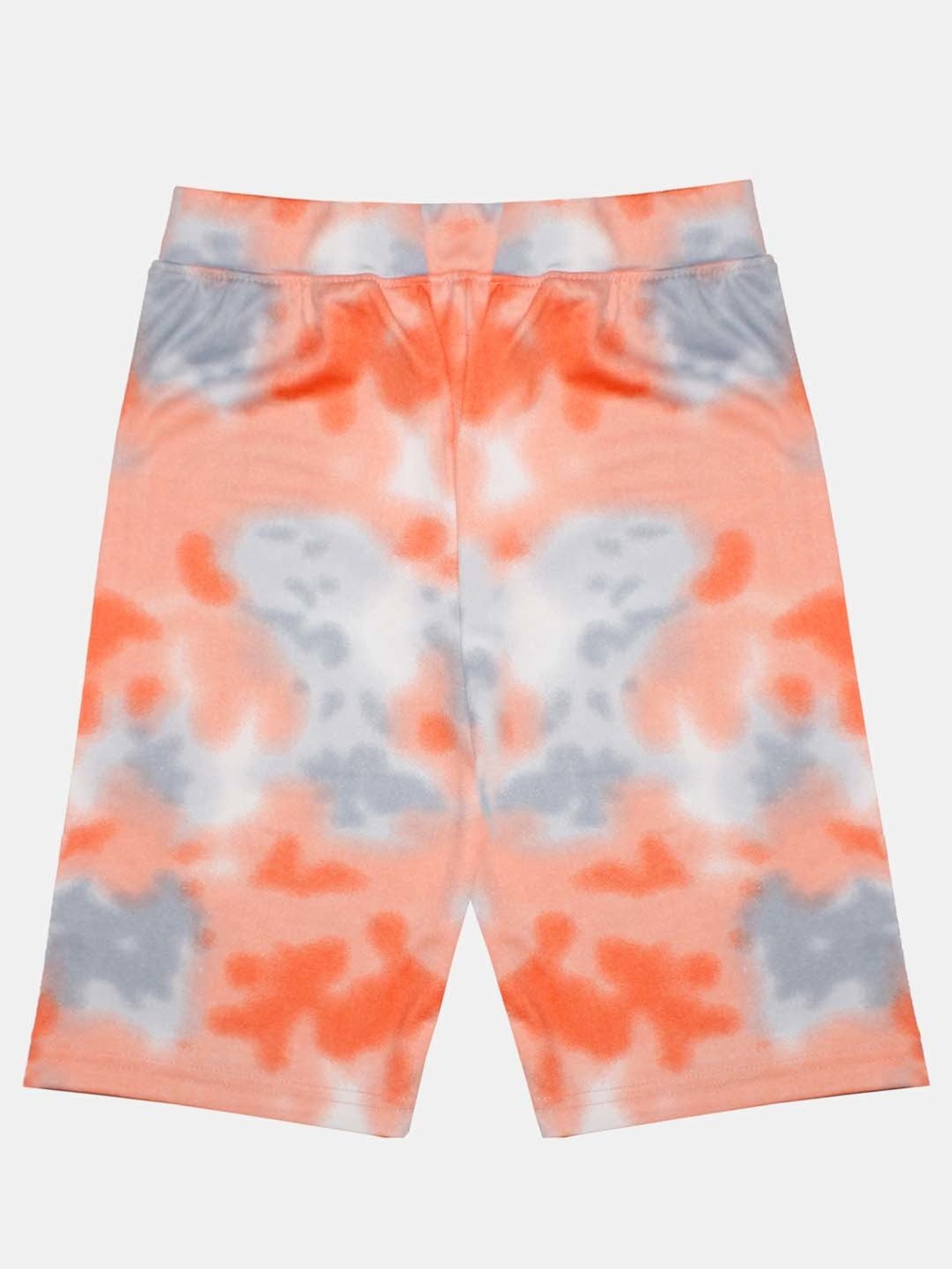 Kiddopanti Kids Orange & Grey Printed Cycling Shorts