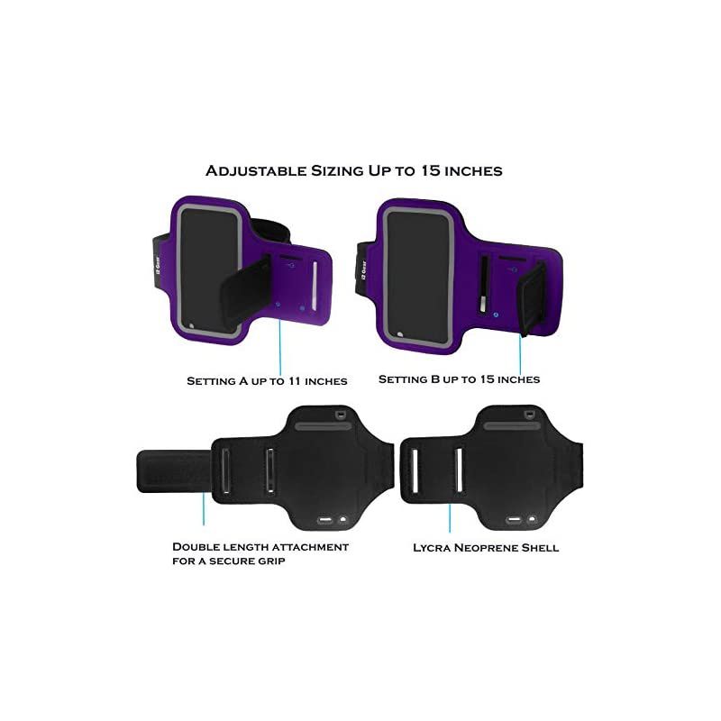 Running Exercise Armband for iPod Touch 7th, 6th and 5th Generation Devices with Adjustable Sport Band, Reflective Border, Touch Screen Protection and Key Holder (Purple)