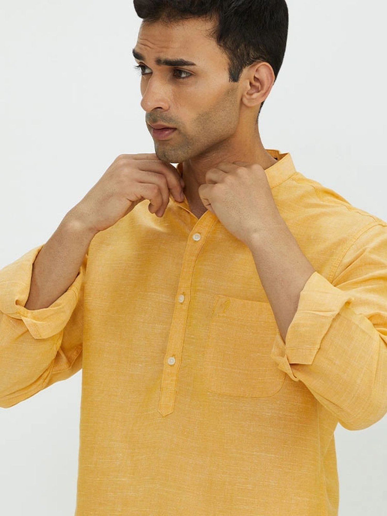 Indian Terrain Ochre Slim Fit Short Kurta