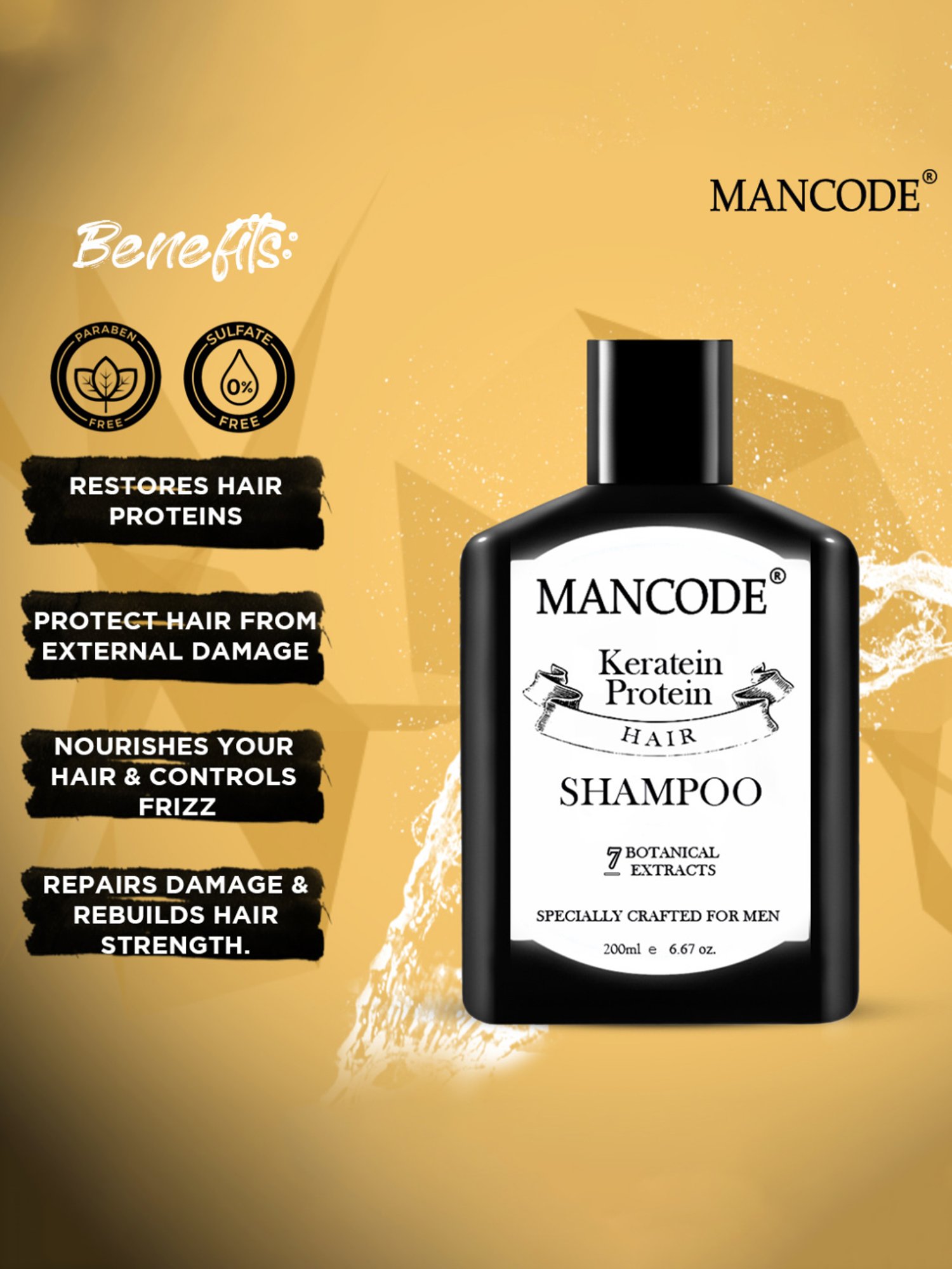 Mancode Keratin Shampoo for Men - 200 ml