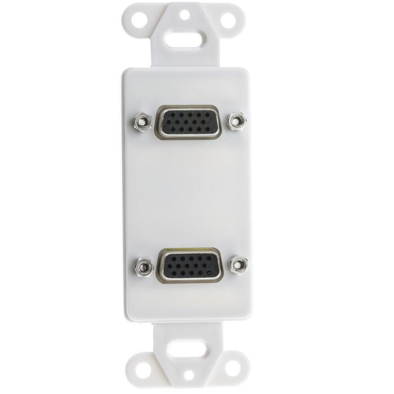 Offex Decora Wall Plate Insert Dual VGA Couplers HD15 Female - White