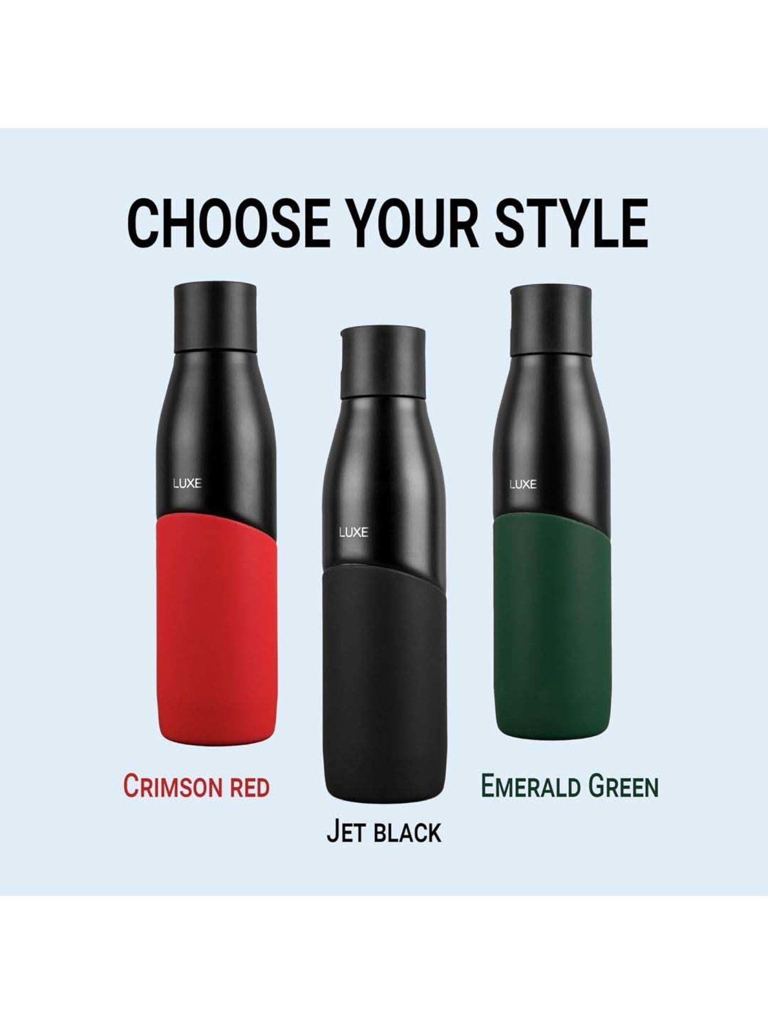 Pigeon Red & Black Stainless Steel Luxe Thermos Flask With Straw (0.75 L)