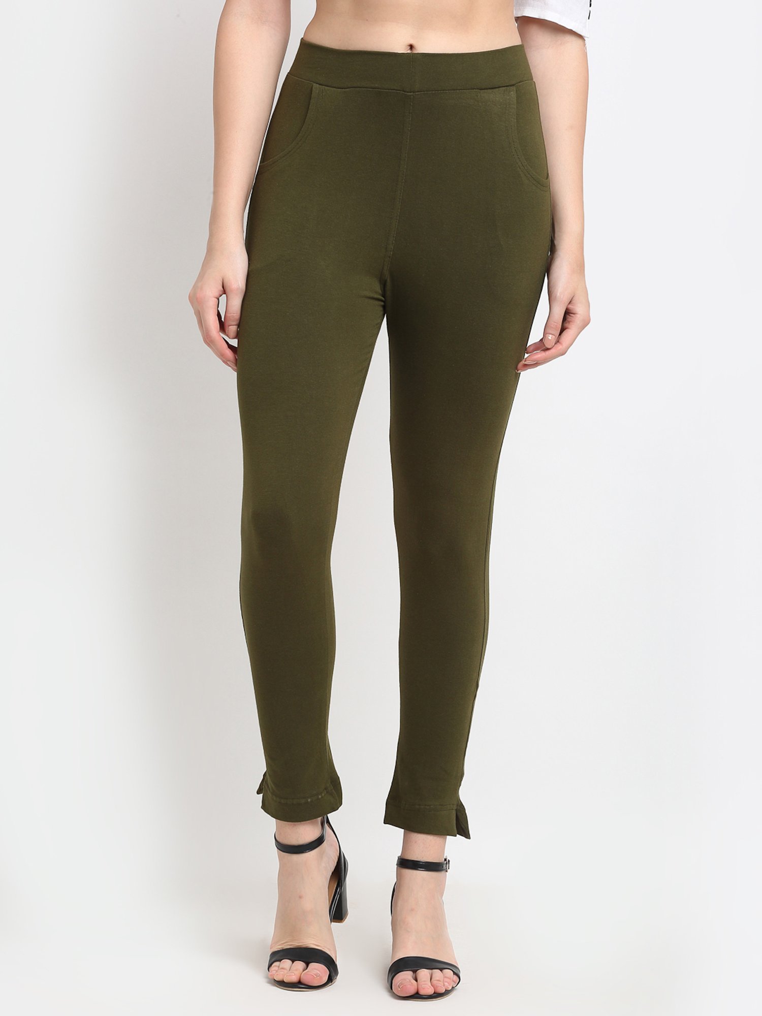 TAG 7 Olive Green & Yellow Cotton Pants - Pack Of 2