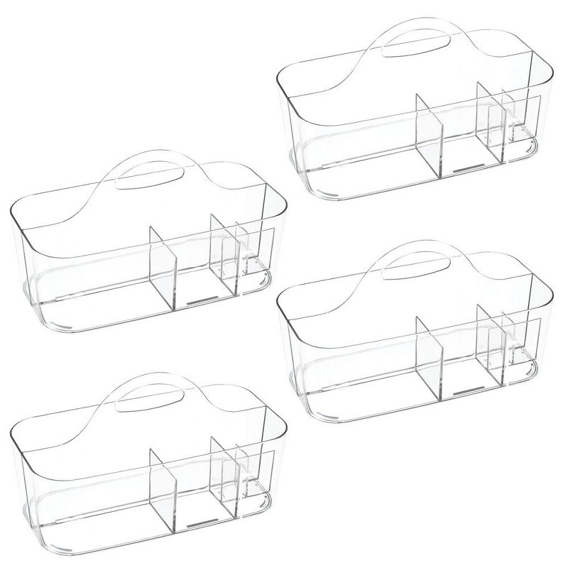 mDesign Plastic Storage Caddy Tote for Sewing & Craft Supplies, 4 Pack - Clear