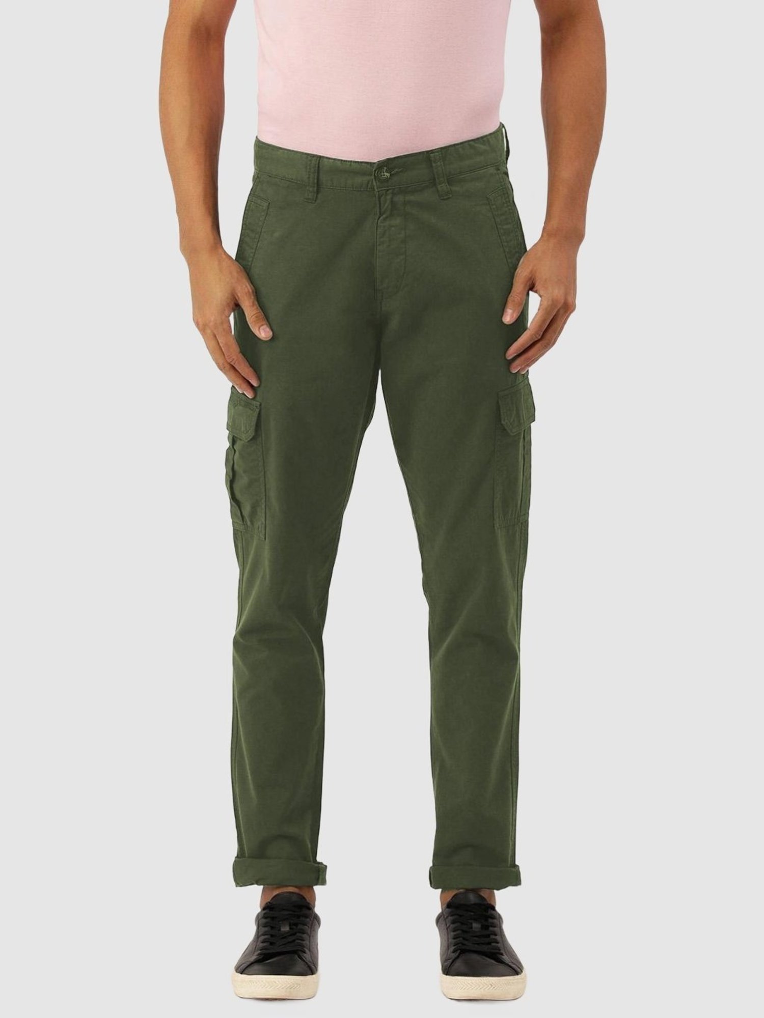 WES Casuals by Westside Olive Relaxed-Fit Mid-Rise Cotton Blend Joggers