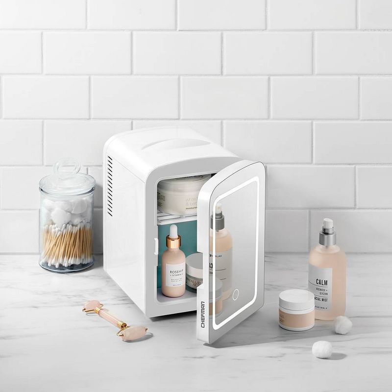 Mirror 0.52 cu ft LED Mini Fridge - White