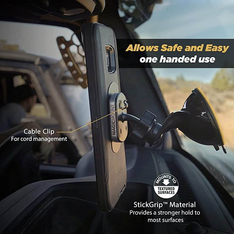 MPWD2PKUB Pro MagicMount Magnetic Suction Cup Mount Holder for Mobile Devices Black Pack of 2