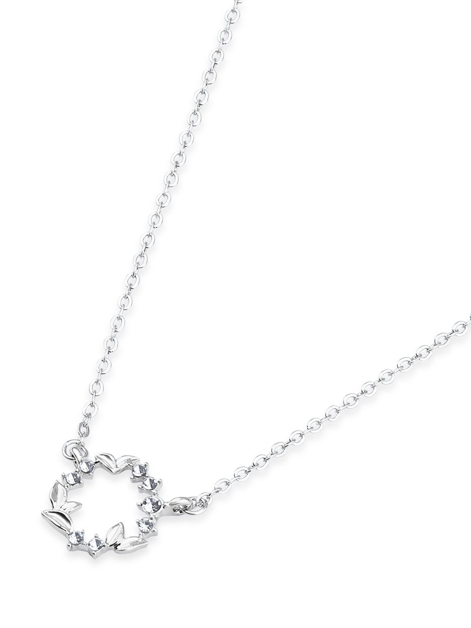 ToniQ Silver-Plated Floral Round Charm Necklace for Women