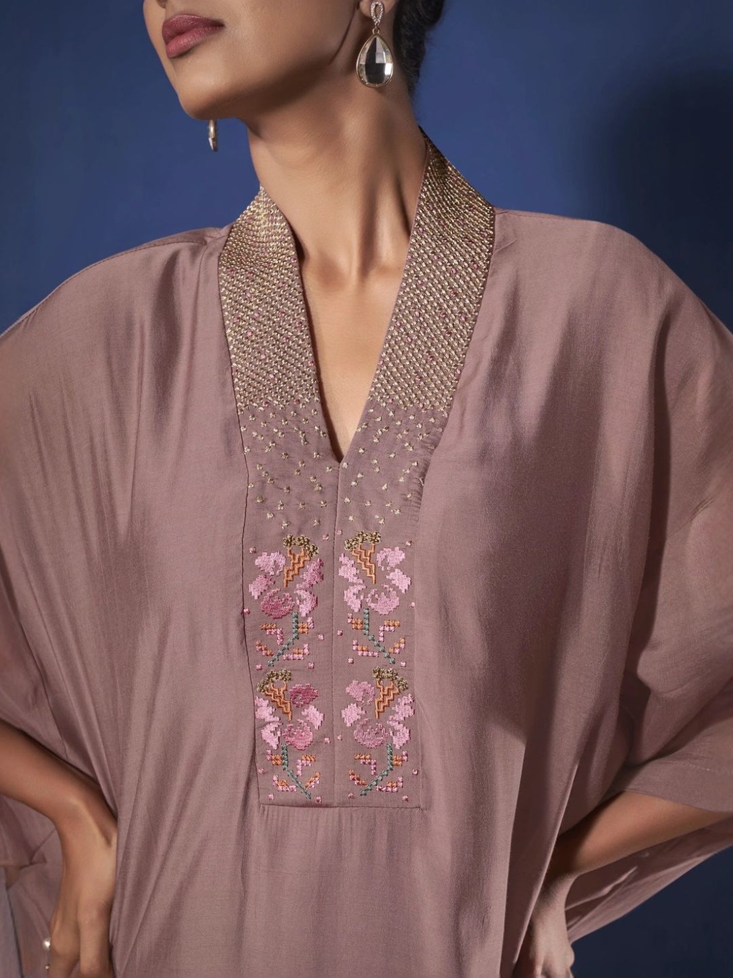 Autumnlane Purple Alena Fawn Work Tunic with Pant Co-ord Set