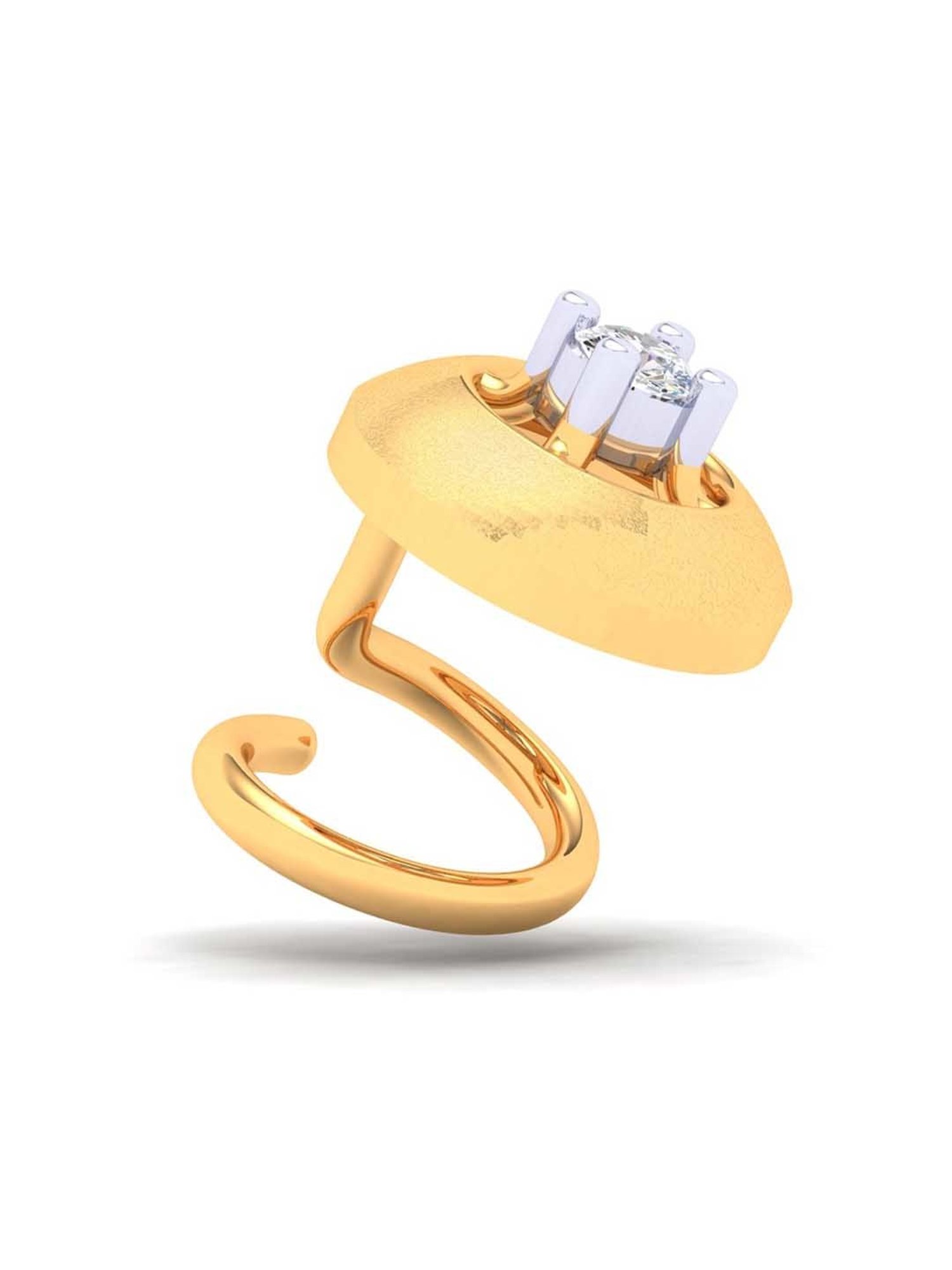 P.C. Chandra Jewellers 22k Gold Circle Shape White Stone Nosepin