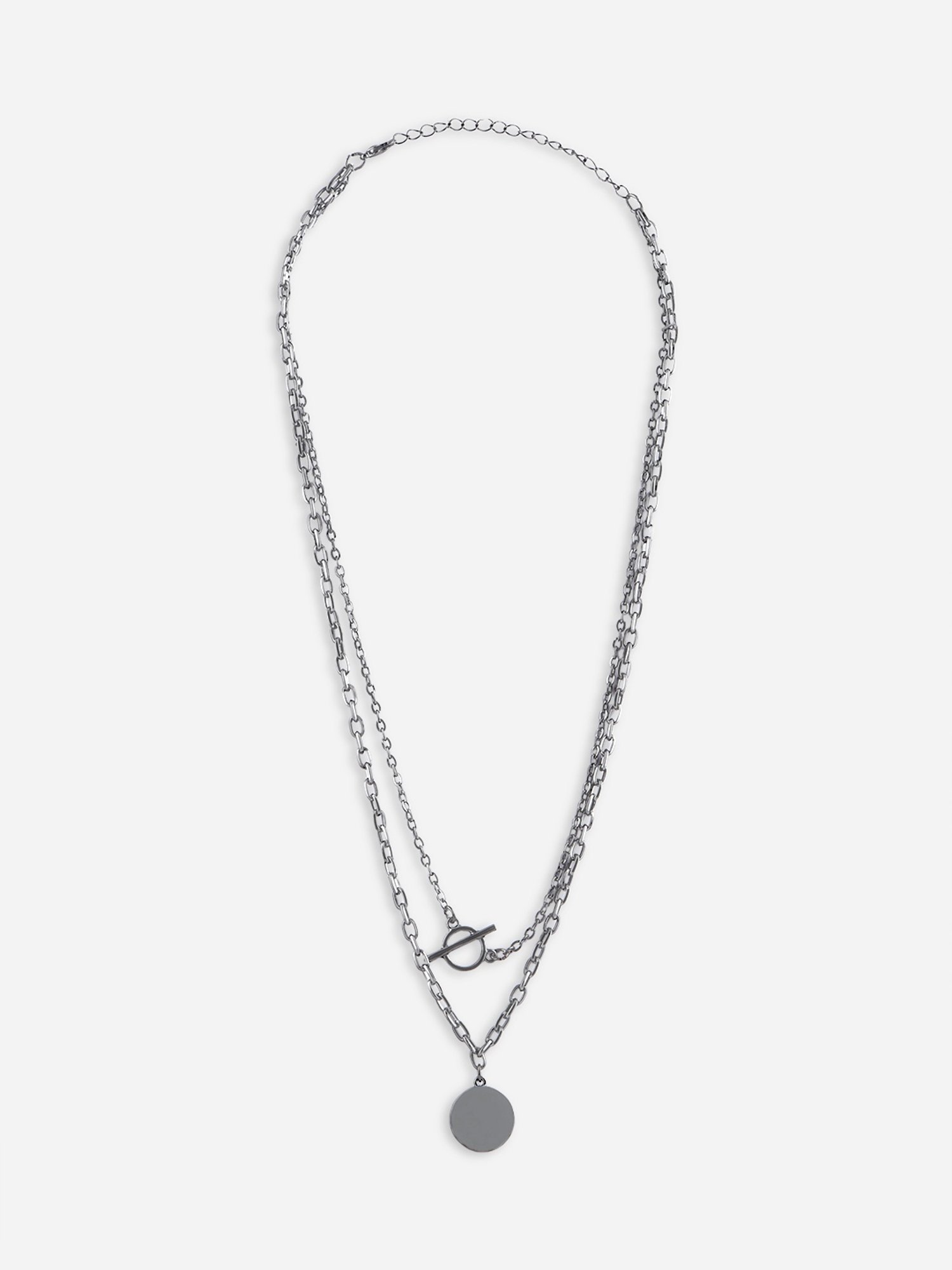 The Bro Code Geometric Shape Round Silver Necklace for Men