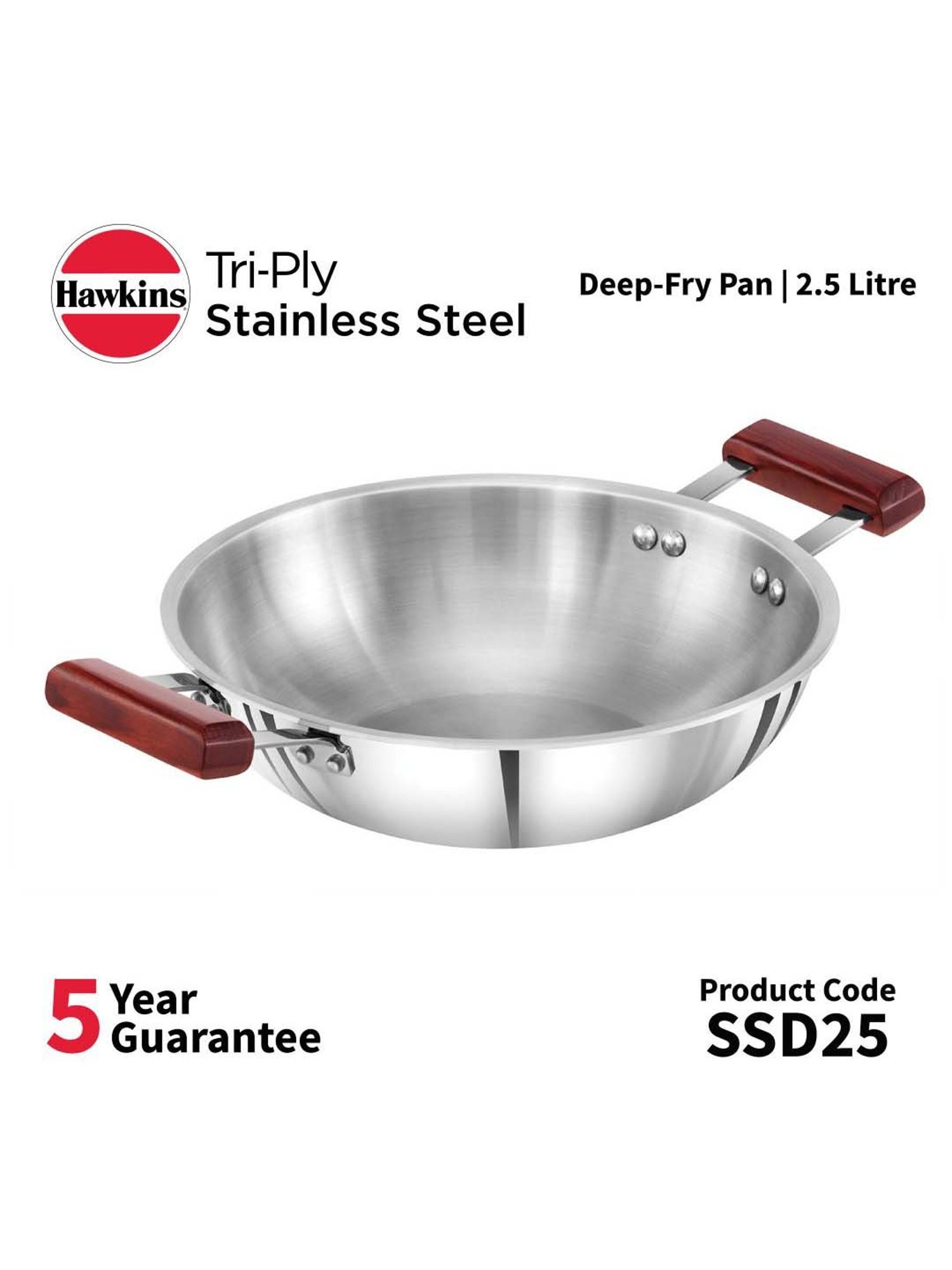 ALLO Silver Stainless Steel Induction Friendly Triply Kadhai (3 L)