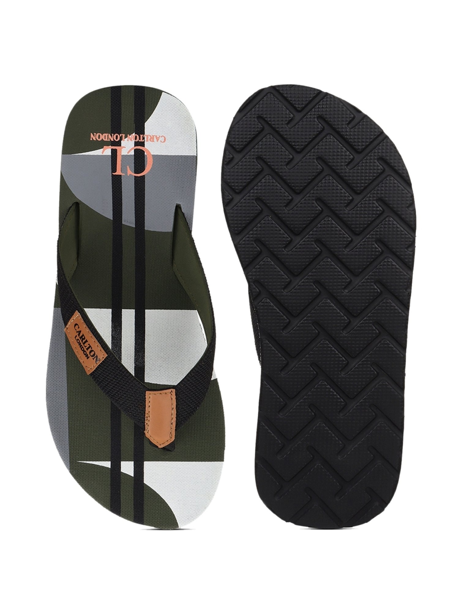 Carlton London Men's Olive Flip Flops