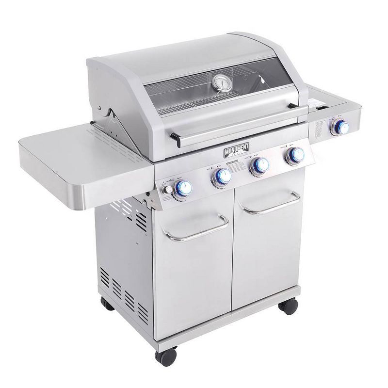 4-Burner Propane Stainless Steel Gas Grill with ClearView Lid Model 41847NG - Monument Grills