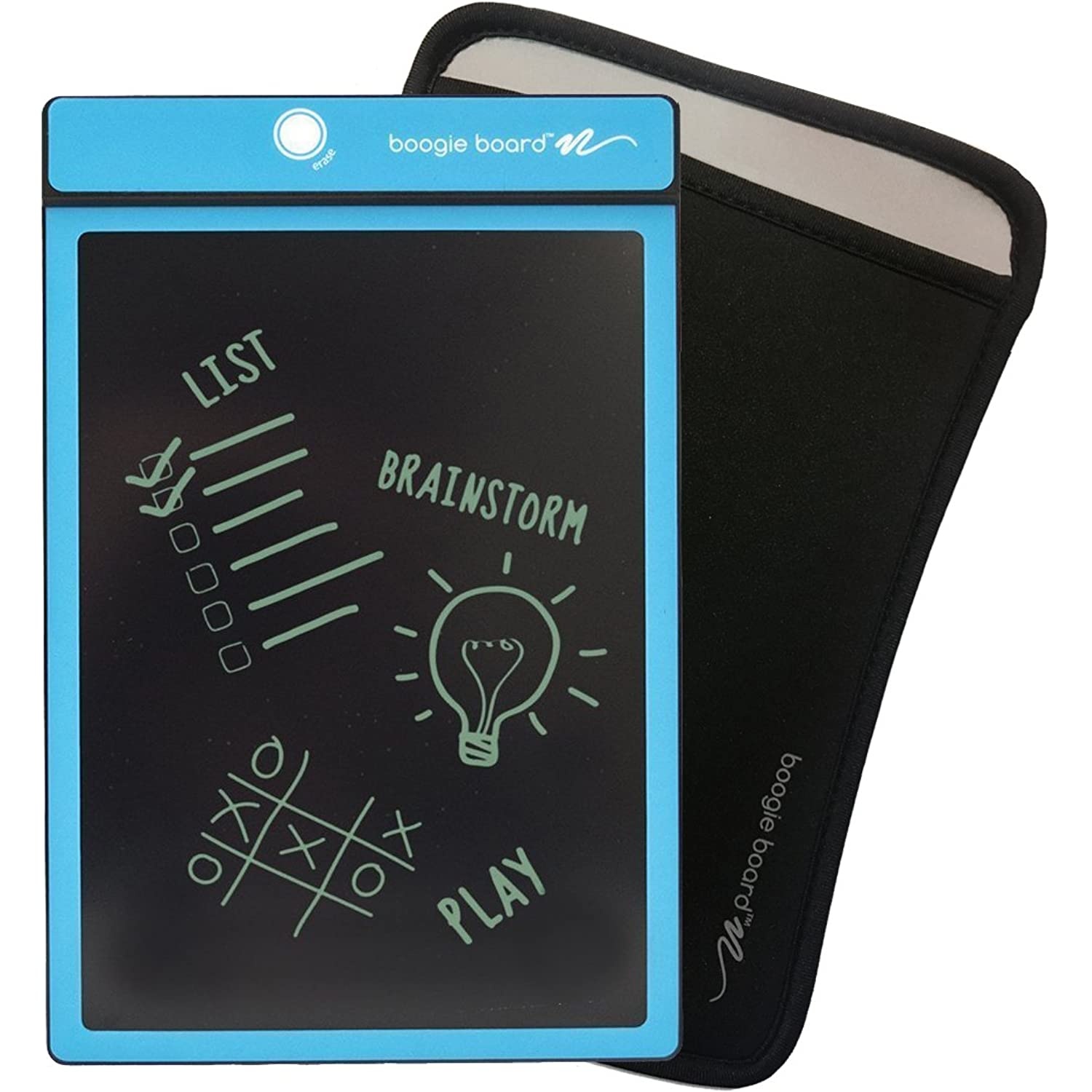Boogie Board Original 8.5-Inch LCD eWriter Tablet, Cyan Blue & Boogie Board Sleeve, Black (JSG310001) Bundle