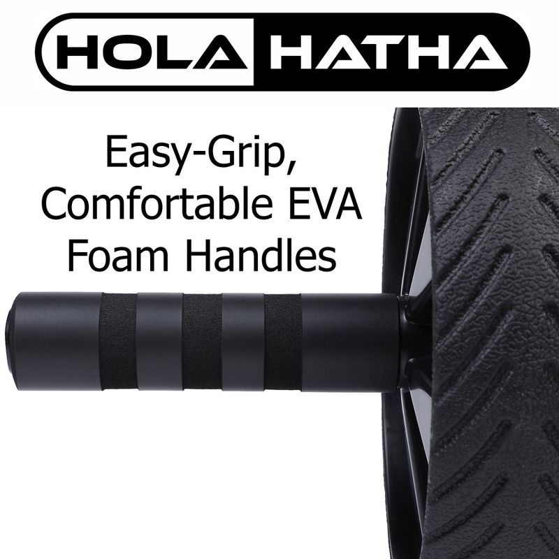 HolaHatha Exercise Fitness Abdominal Core Building Workout Single Non Slip Ab Roller Wheel Equipment w/ Foam Grips for Home Gym, Ab Strength & Toning