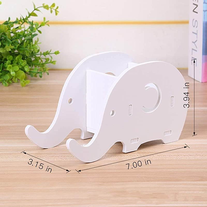 Elephant Cell Phone Stand, Set of 2 Elephant Phone Tablet Desk Pen Pencil Bracket Holder, Desk Decoration Organizer-Pink+White