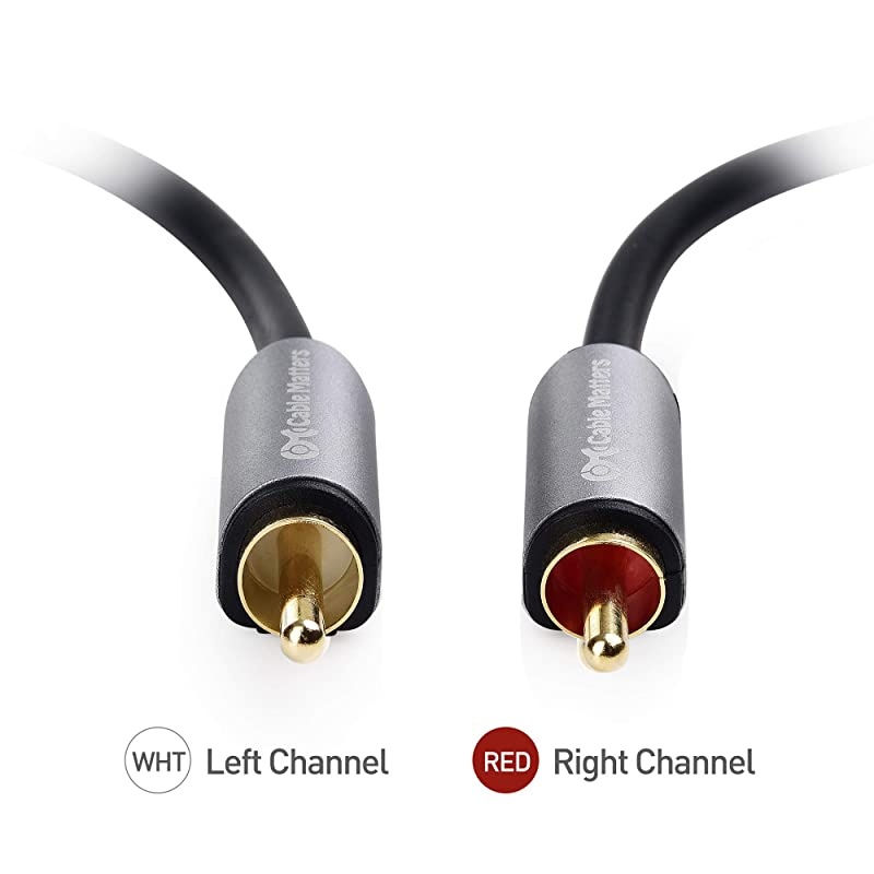 3.5mm to RCA (RCA to 3.5mm Adapter Cable, Aux to RCA Cable) in Black 15 Feet