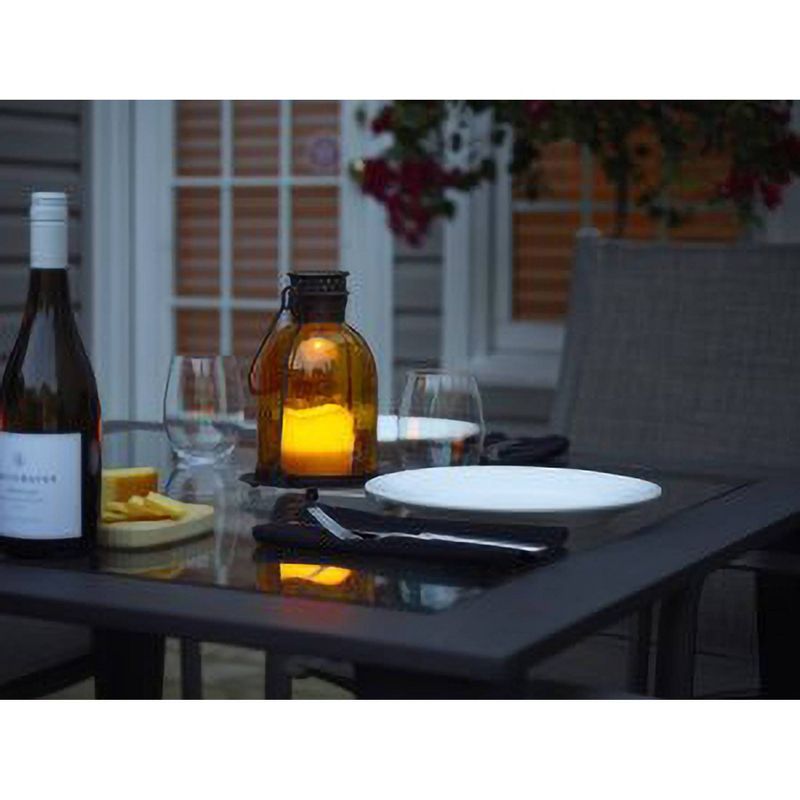 Smart Living 11" Monaco Glass LED Candle Outdoor Lantern - Amber