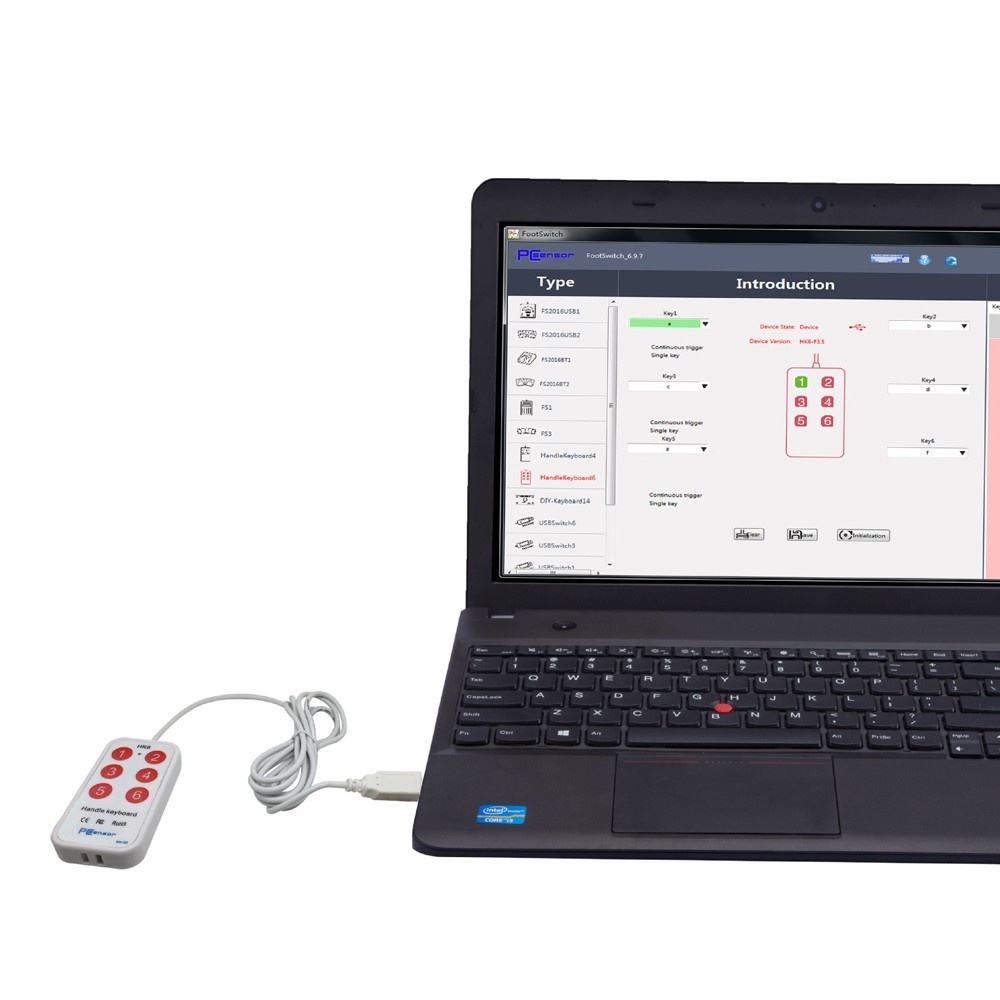 HK_6 USB Handle Keyboard 6 Buttons Handle Keyboard with 6 Shortcuts Support Custom Button Settings for