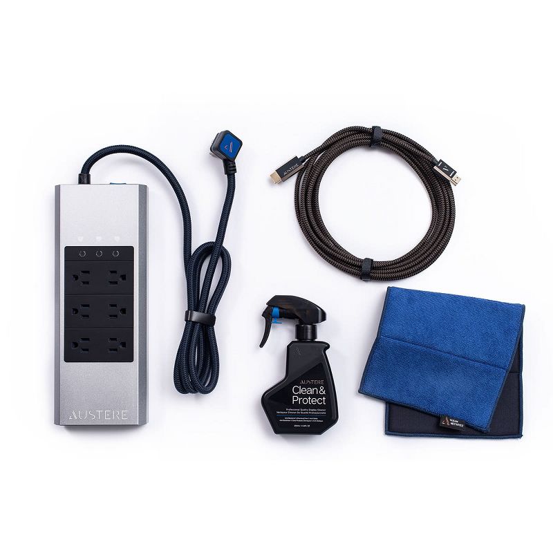 Austere V Series Collection: III Series 4K Active HDMI Cable - 16.4ft (5.0m), V Series Power 6-Outlet With Omniport USB, Clean & Protect