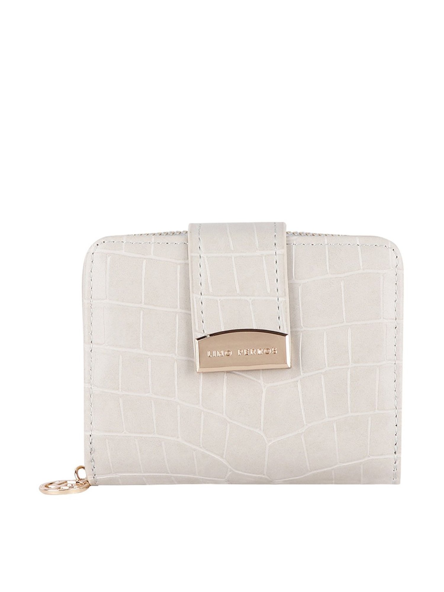 Lino Perros White Solid Zip Around Wallet for Women