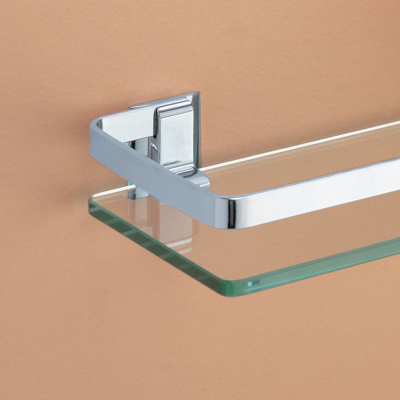 Wall Glass Shelf with Rail Chrome - Neu Home