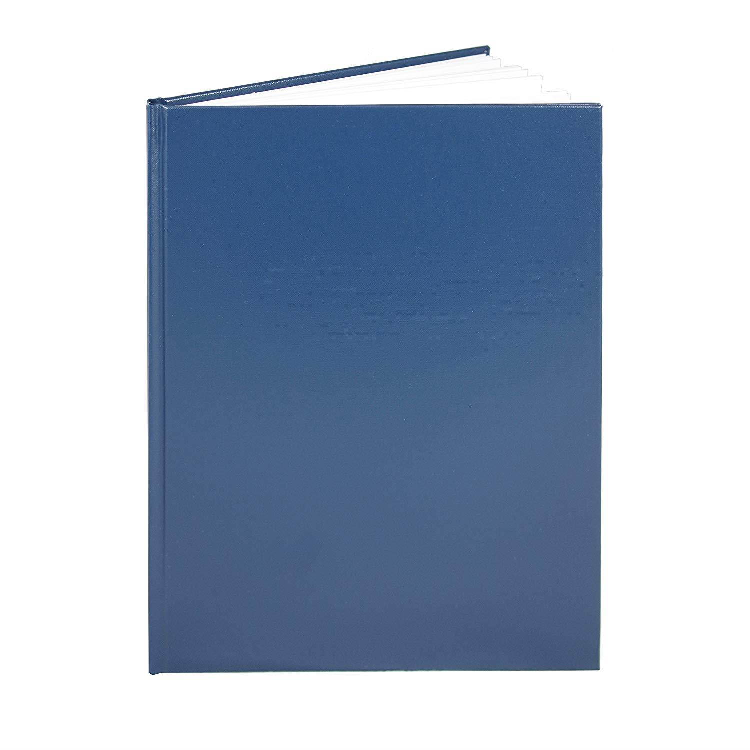 BookFactory Large Blue Blank Book / Blank Notebook - 96 Pages, Blank Format, 8 7/8" x 11 1/4", Blue Imitation Leather Cover, Smyth Sewn Hardbound (BLA-096-LBS-A-LBT00)