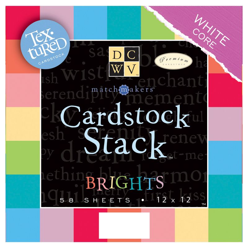 DCWV Single-Sided Cardstock Stack 12"X12" 58/Pkg-Brights White Core, 29 Solid Colors/2ea