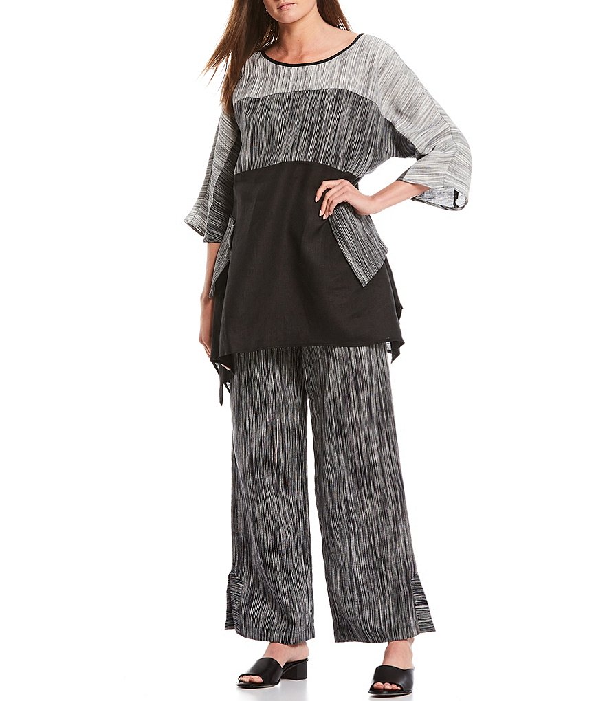 IC Collection Wide Leg With Side Slit Linen Pants