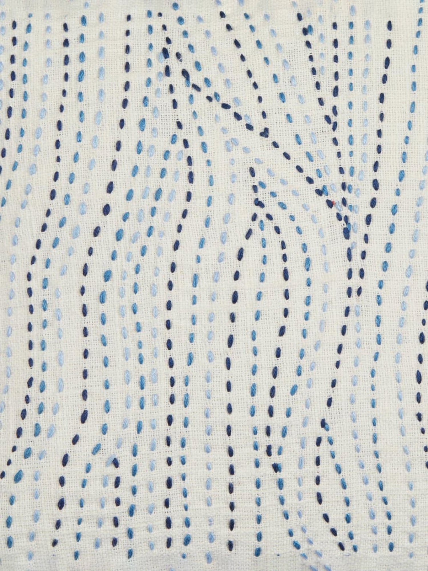 Fabindia White & Blue Cotton 60 TC 360 GSM Padam Cushion Cover