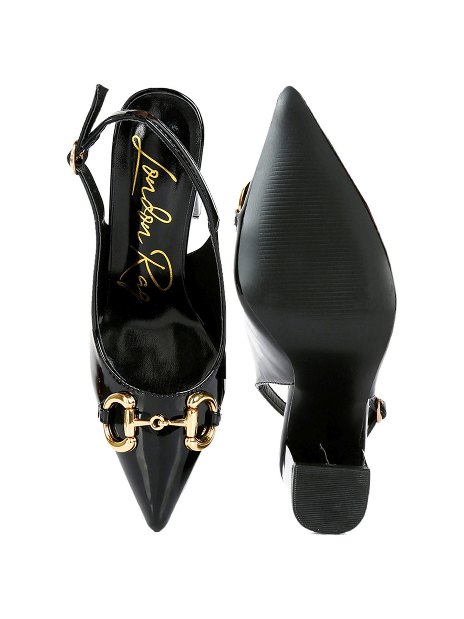 London Rag Women's Black Back Strap Sandals