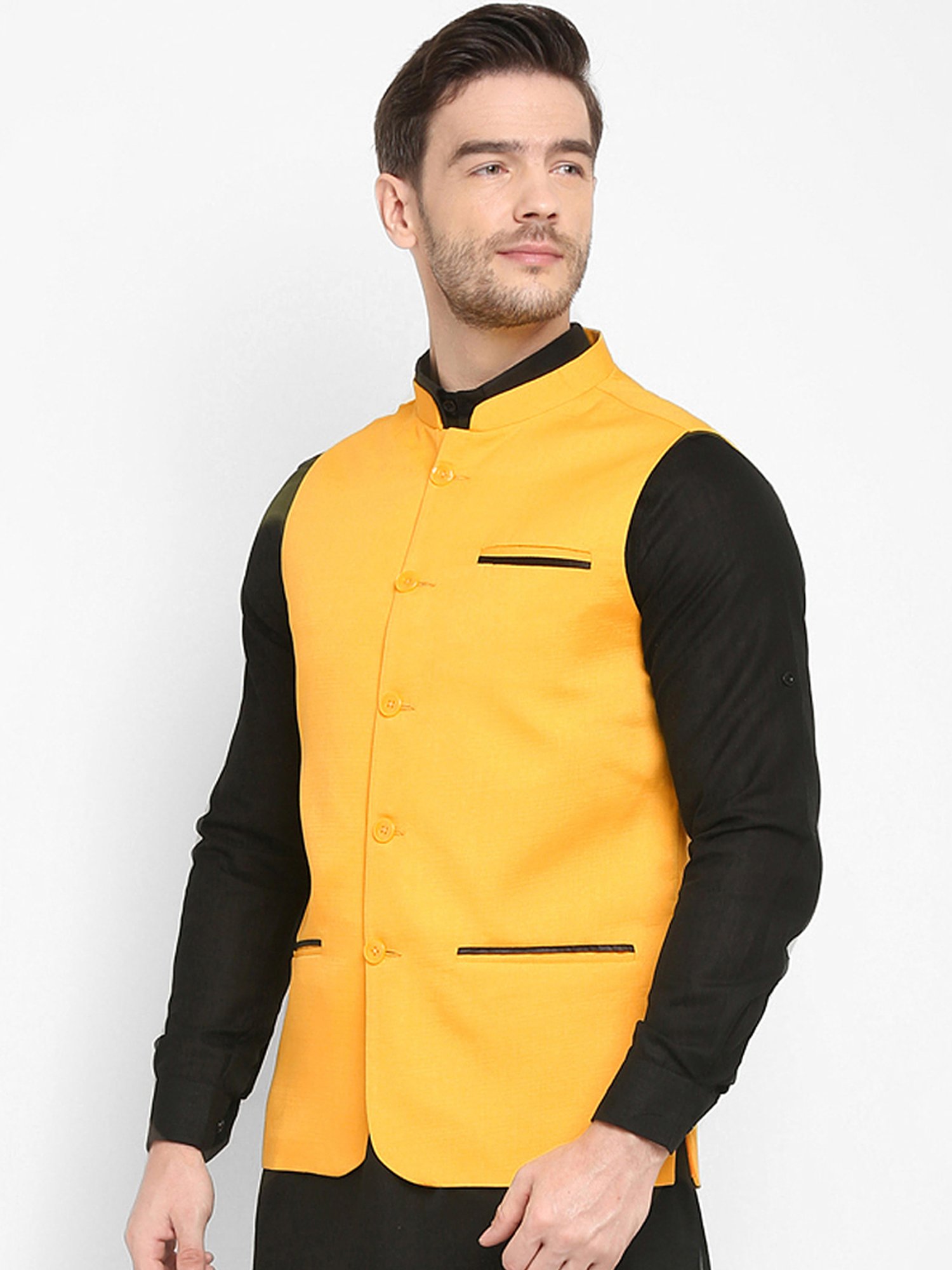 Hangup Plus Yellow Regular Fit Nehru Jacket