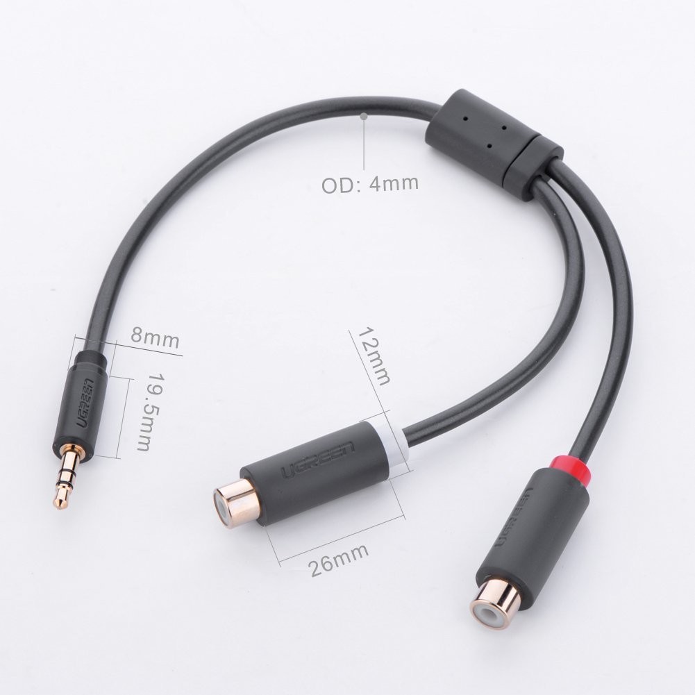 3.5mm to 2RCA converter cable,Premium 3.5mm Male to 2RCA Female Stereo Audio Cable Gold Plated for Smartphones, MP3, Tablets, Home Theater,0.8ft/25cm (10547)
